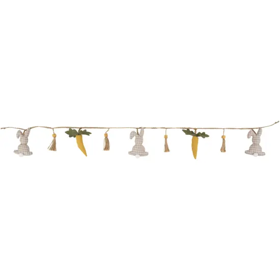 Northlight Plush Rabbit and Carrot Twine Easter Garland -3.5' Beige {5}