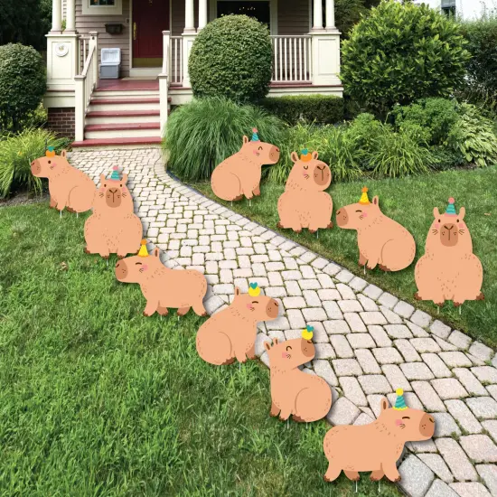 Big Dot of Happiness Capy Birthday - Lawn Decorations - Outdoor Capybara Party Yard Decorations - 10 Piece {1}