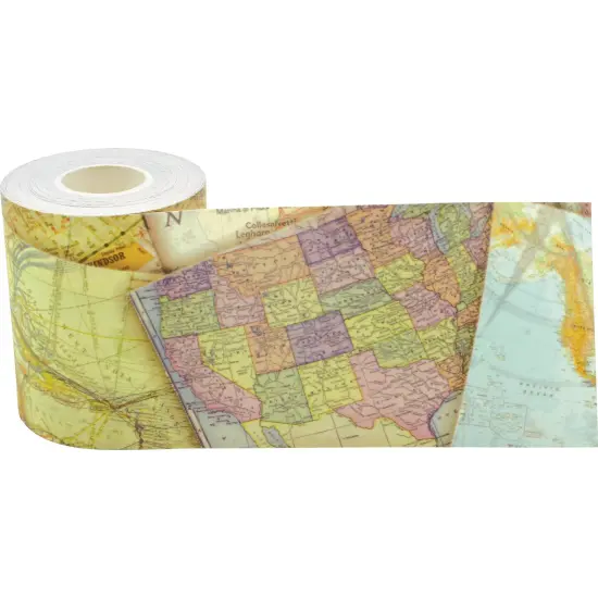 Travel the Map Straight Rolled Border Trim, 50 Feet Per Roll, Pack of 3 {2}