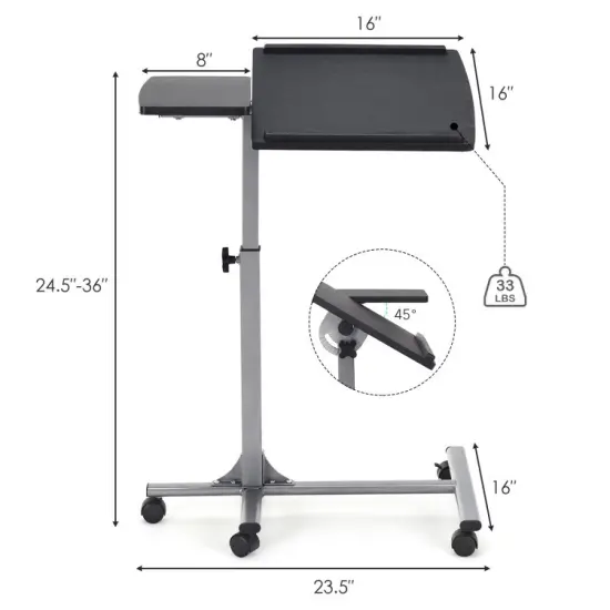 Adjustable Angle Height Rolling Laptop Table {2}