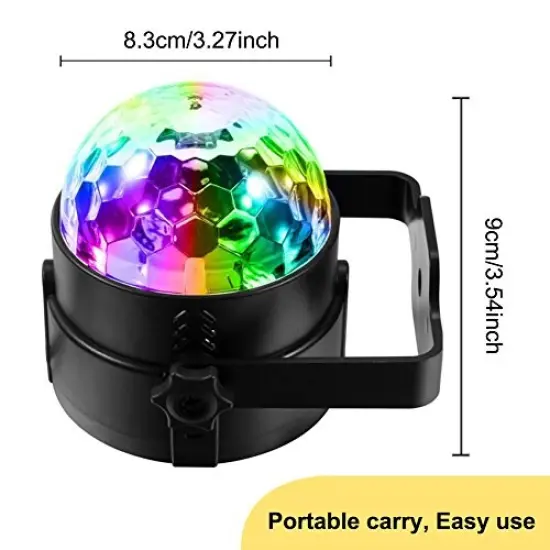 [2-Pack] RGB Disco Ball Lights with Remote Control, Sound Activated DJ Lighting, Strobe Lamps with 7 Modes for Home, Dance Parties, Bars, Karaoke, Christmas, Weddings, and Clubs {6}