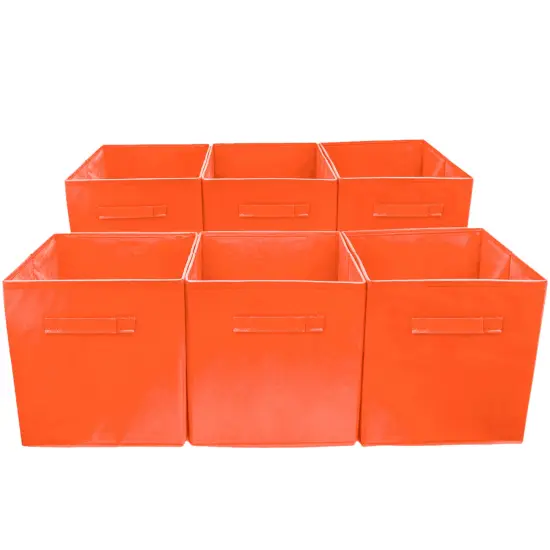 Sorbus Fabric Collapsible Cube Storage Bins Set (6 Pack) Orange {6}