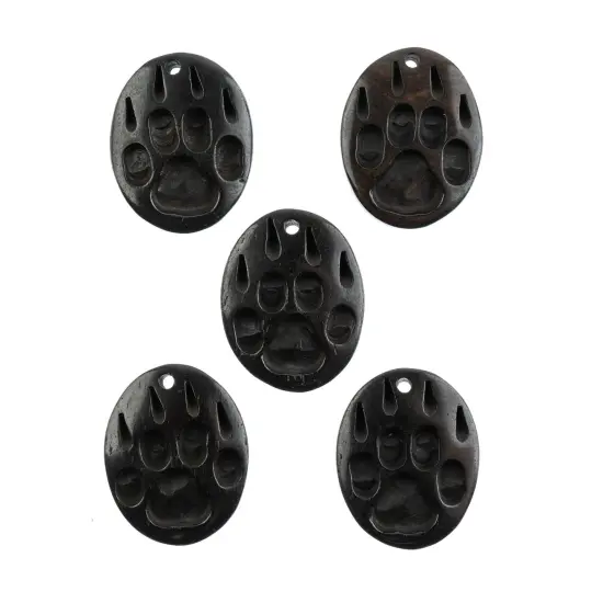 John Bead 1.25" Paw Natural Bone Pendants Light Grey {1}