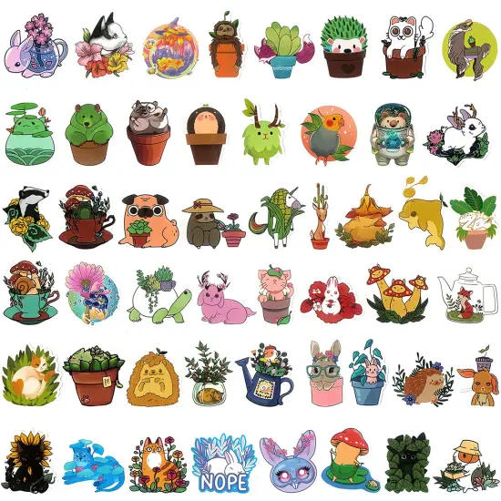 Wrapables Waterproof Vinyl Stickers for Water Bottles, Laptop, Phones, Skateboards, Decals for Teens, 100pcs Plants & Animals {2}