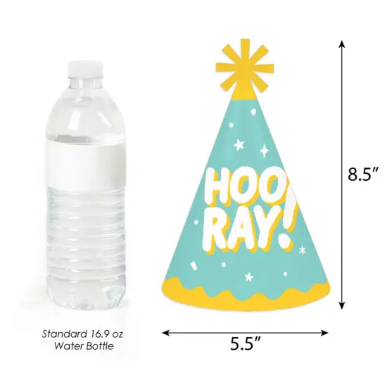 Big Dot of Happiness Party Time - Cone Happy Birthday Party Hats for Kids and Adults - Set of 8 (Standard Size) {4}