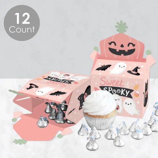 Big Dot of Happiness Pastel Halloween - Treat Box Party Favors - Pink Pumpkin Party Goodie Gable Boxes - Set of 12 {4}