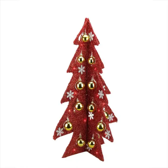 Northlight LED Lighted Christmas Tree with Ornaments Decoration - 28" - Gold and Red {3}