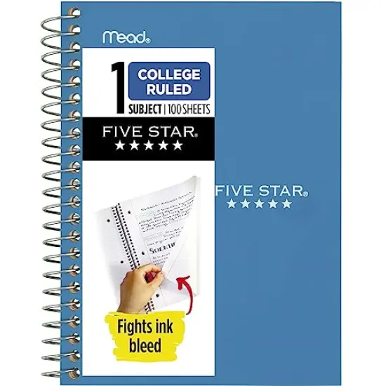 Personal Size Spiral Notebook 1-Subject College Ruled Paper Fights Ink Bleed Water-Resistant Cover 4-3/8" x 7" 100 Sheets Tidewater Blue {3}
