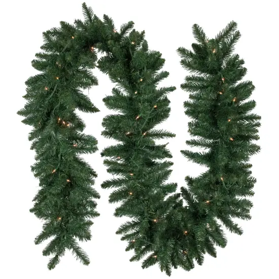 Northlight Pre-Lit Buffalo Fir Artificial Christmas Garland - 9' x 12 - Clear Lights Green {1}