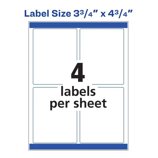 Avery Shipping Labels with Sure Feed for Color Laser Printers, Print-to-the-Edge, 3-3/4" x 4-3/4", 100 White Labels (6878) {5}