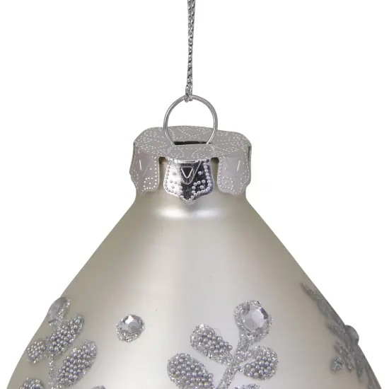 Northlight Matte Silver Glittery Snowflake Glass Christmas Finial Ornament 6" {6}