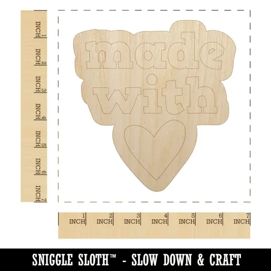 Made with Love Heart Unfinished Wood Shape Piece Cutout for DIY Craft Projects {1}