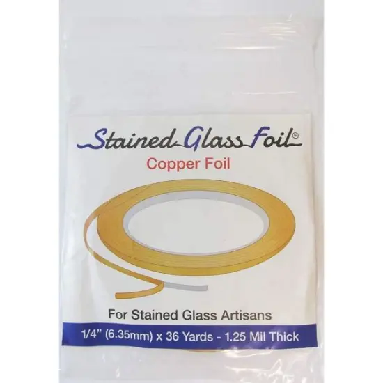Stained Glass Foil Brand 1/4" Copper Back Foil - 1.25 Mil. Thick {1}