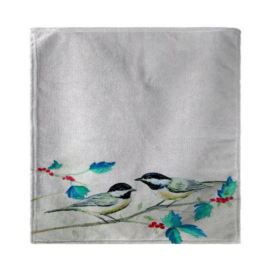 Betsy Drake Christmas Chickadees Kitchen Towel {1}