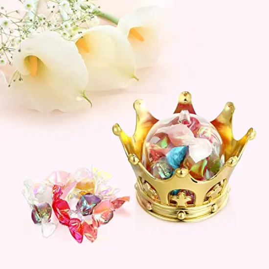 Gold Fillable Crown with Dome Party Favors Decorative Crown Candy Storage Boxes Fillable Golden Crown Candy Containers for Baby Shower Princess Birthday Party Supplies (15 Pieces) {4}
