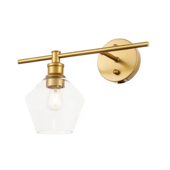 Gene 1 light Brass and Clear glass left Wall sconce {5}