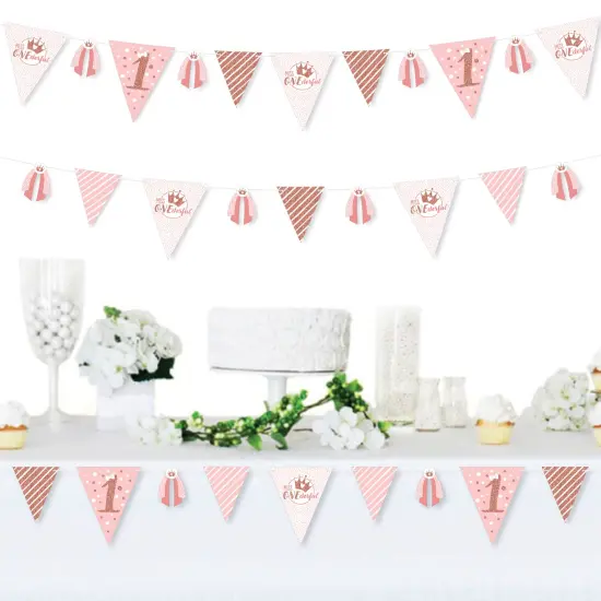 Big Dot of Happiness 1st Birthday Little Miss Onederful - DIY Girl First Birthday Party Pennant Garland Decoration - Triangle Banner - 30 Pieces {3}