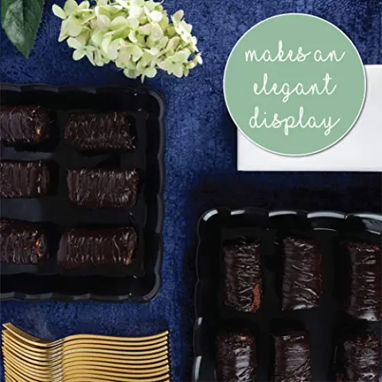 Plastic Serving Trays - Serving Platters Rectangle 9X13 Disposable Party Dish (4, Black) {6}