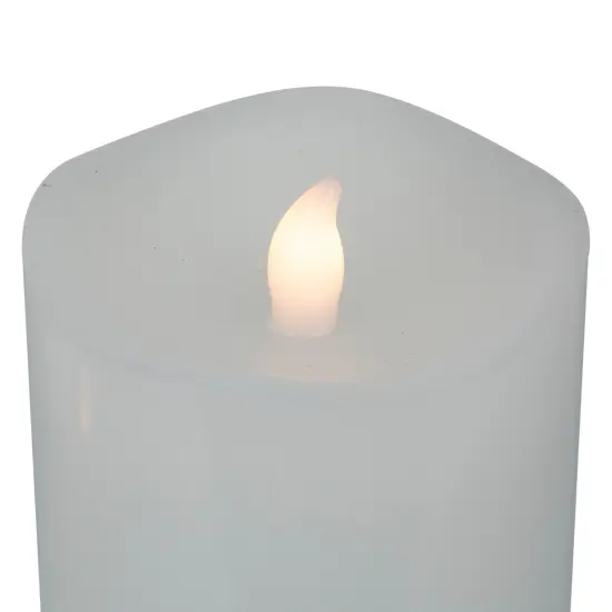 Northlight LED Flickering Flameless Wax Pillar Candles - 8" - White - Set of 3 {7}