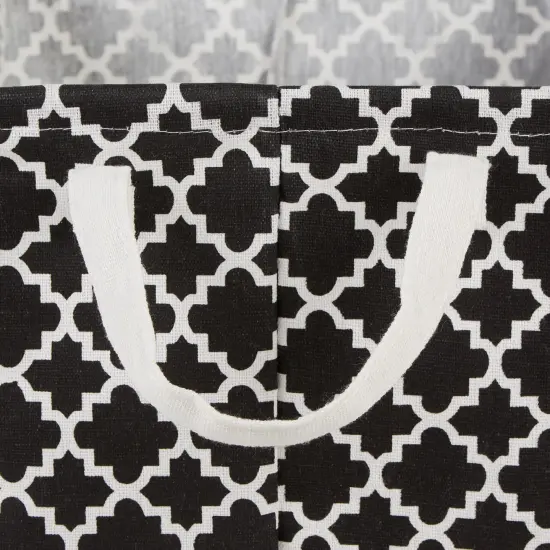 DII PE-Coated Cotton Polyester Laundry Bin Lattice Black Rectangle Large 10.5x17.5x10.5 (Set of 2) {3}