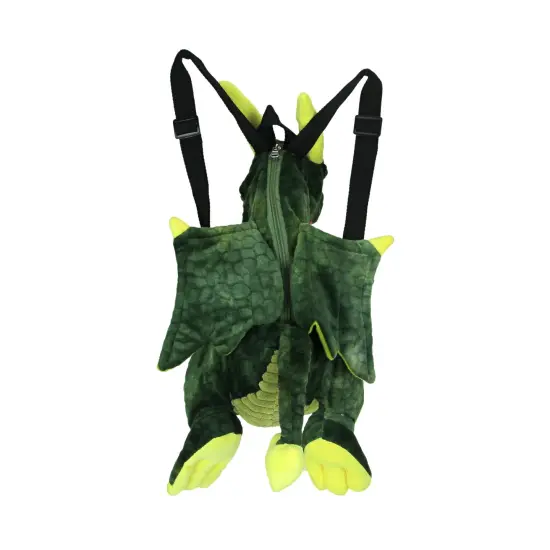 Magical Furry Plush Green Dragon Mini Backpack {4}