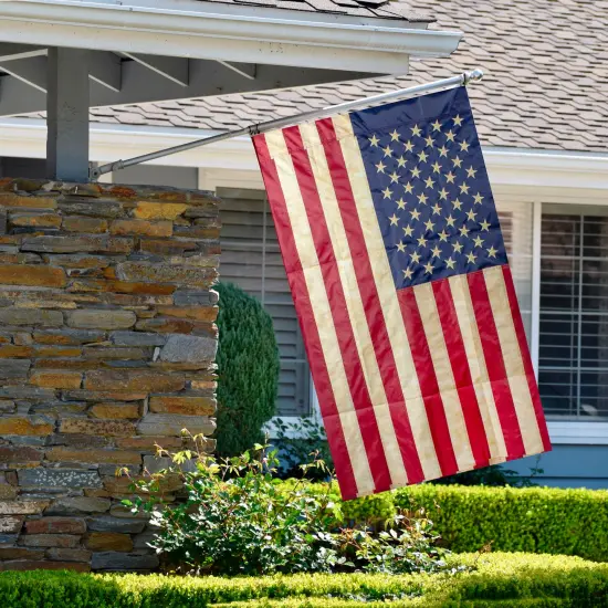Northlight Embroidered Tea-Stained Patriotic House Flag - 40" x 28" Red {4}