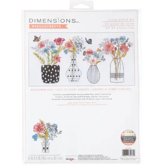 Dimensions Counted Cross Stitch Kit 16"x8" - Wildflower Vases {1}