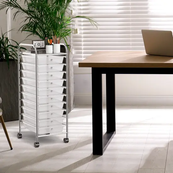 Costway 10 Drawer Rolling Storage Cart Scrapbook Paper Office School Organizer {3}