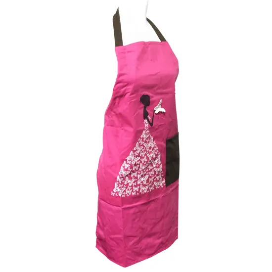 Wrapables Butterfly Girl Adjustable Work Apron, Hot Pink {2}