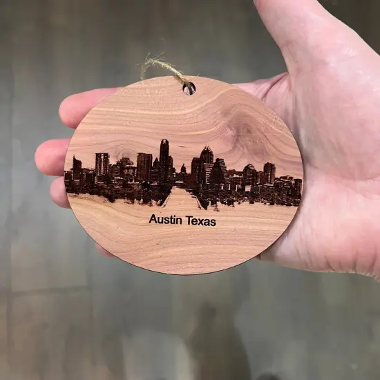 Austin TX Skyline - Cedar Ornament {3}