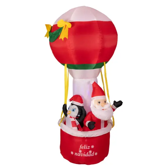Northlight Lighted Inflatable Feliz Navidad Hot Air Balloon Outdoor Christmas Decoration - 7' Red {1}
