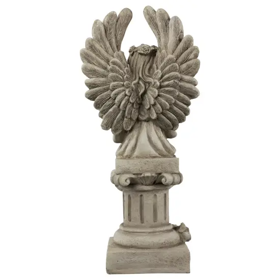 Northlight 17" Peaceful Angel on Pedestal Candle Holder Outdoor Statue Gray {6}