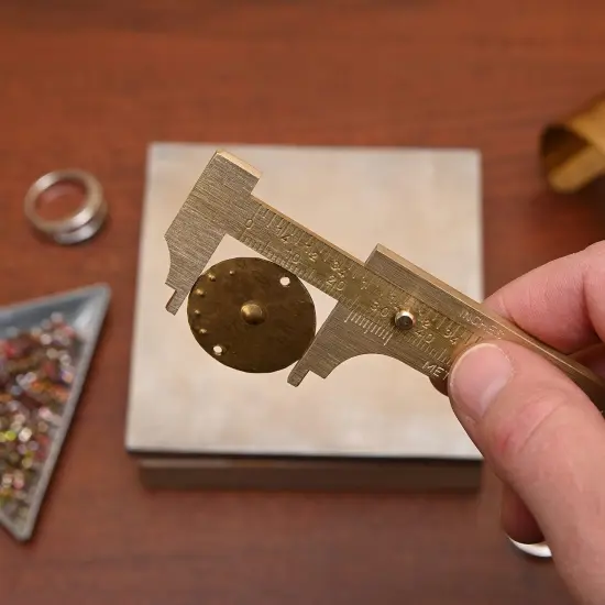 Economy Brass Gauge – 80mm (3.14”) Pocket Sized Slide Gauge – Measures in Both in Inches and Millimeters – Sliding Caliper Ruler – Non-Magnetic Measuring Tool {2}