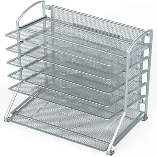 SimpleHouseware 6 Trays Desktop Document Letter Tray Organizer, Silver {5}