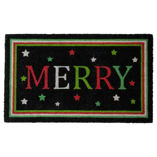 Northlight Black Coir "Merry" Christmas Doormat 18" X 30" {1}