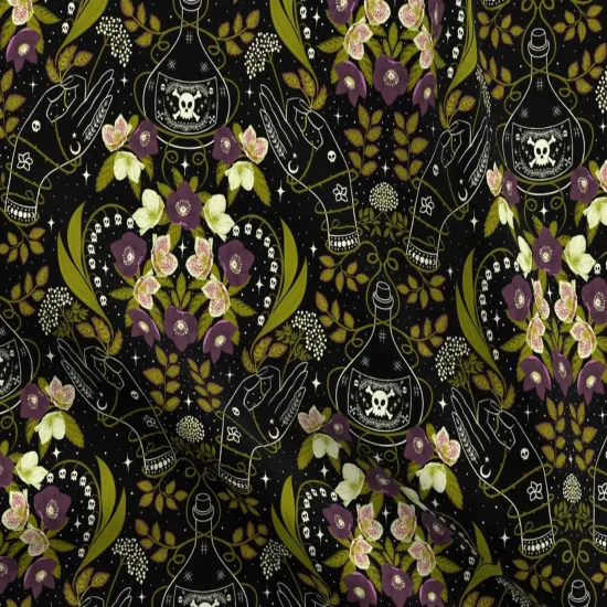 Various Fabrics by the Yard or Fat Quarter Gothic Celestial Witchy Poisonous Plants Hands Magical Custom Printed Fabric by Spoonflower {5}