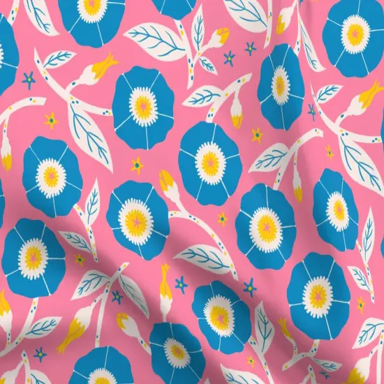 Various Fabrics by the Yard or Fat Quarter Pink Floral Bright Flowers Nature Vibrant Meadow Spring Summer Garden Kitsch Folk Scandi Large Scale Custom Printed Fabric by Spoonflower {5}
