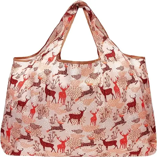 Wrapables Large Foldable Tote Nylon Reusable Grocery Bag, 3 Pack Holiday Animals {4}