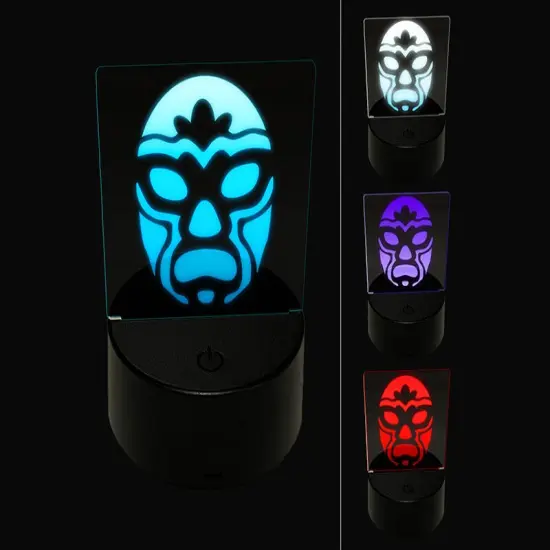 Luchador Mexican Wrestler Mask Lucha Libre 3D Illusion LED Night Light Sign Nightstand Desk Lamp {1}