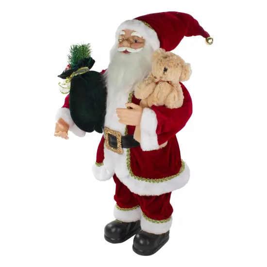 Northlight 2' Standing Santa Christmas Figure with a Plush Bear Red {5}