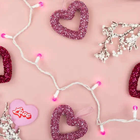 Northlight LED G12 Berry Christmas Lights - Pink - 16' White Wire - 50ct {5}