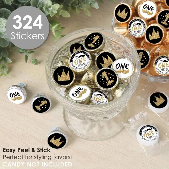 Big Dot of Happiness 1st Birthday Little Mr. Onederful - Boy First Birthday Party Small Round Candy Stickers - Party Favor Labels - 324 Count {3}