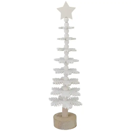Northlight Wooden Snowflake Cutout Christmas Tree with Star Decoration - 16" - White {1}