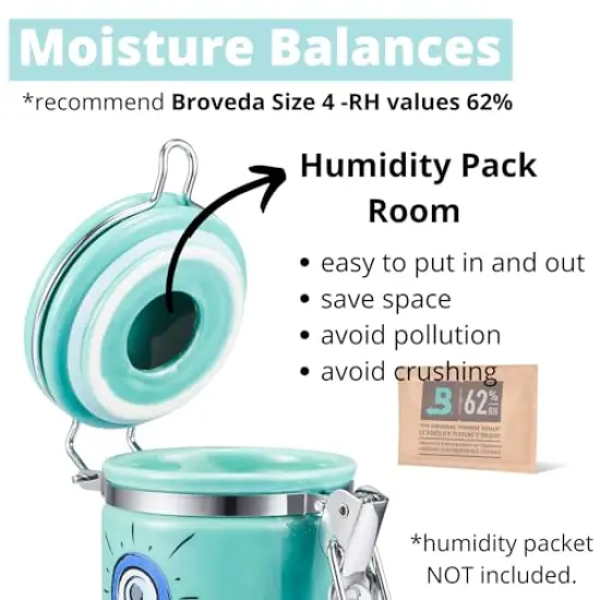 1 PCK Evil Eye Stash Jar Half Oz (250ml), Odor Smell Proof Jar Airtight Container Keep Herbs Fresh Storage, Stash Jar Air Tight Container Ceramic, Turkish Blue Eye Nazar Decor Witchcrafts Ritual Accessories {4}