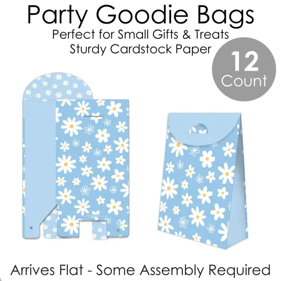 Big Dot of Happiness Blue Daisy Flowers - Floral Gift Favor Bags - Party Goodie Boxes - Set of 12 {7}