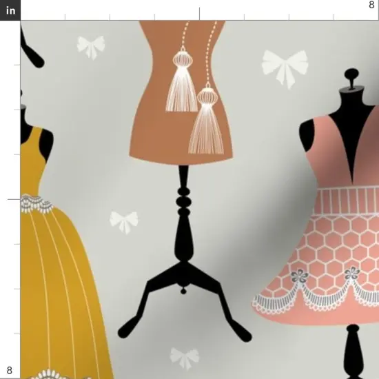 Various Fabrics by the Yard or Fat Quarter Dress Form Fashion Pretty Bows Pink Dresses Ties Sewing Custom Printed Fabric by Spoonflower {4}