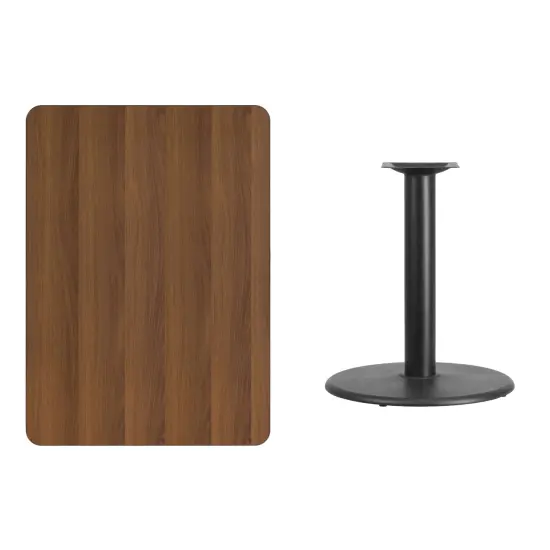 Emma and Oliver 30"x42" Rectangular Laminate Table with 24" Round Table Base Walnut {3}
