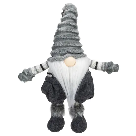 Northlight Bouncy Gnome Figure Christmas Decoration - 18" - Gray and White {1}
