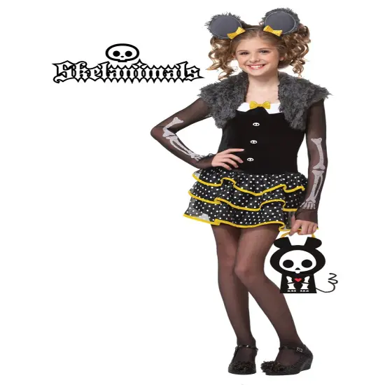 Skelanimals Girl's Matt The Mouse Halloween Costume - Size Medium Black {1}