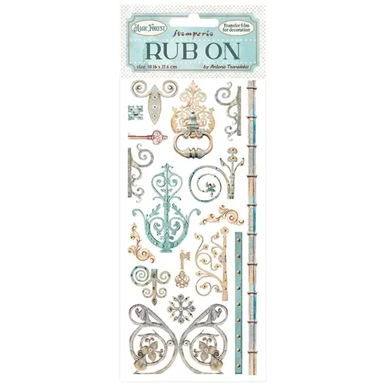 Stamperia Rub-On 4"X8.5"-Magic Forest Keys & Decorations {1}